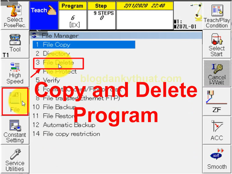 Copy program to USB and Delete program robot nachi